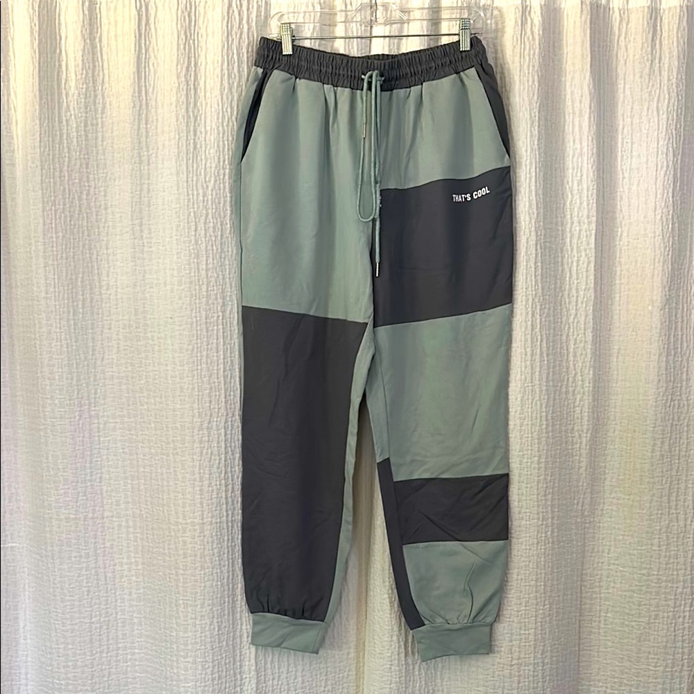 Two-Tone Sage & Charcoal Jogger Pants